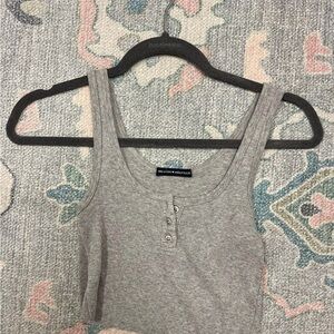 Brandy Melville Light Gray Ribbed Tank Top